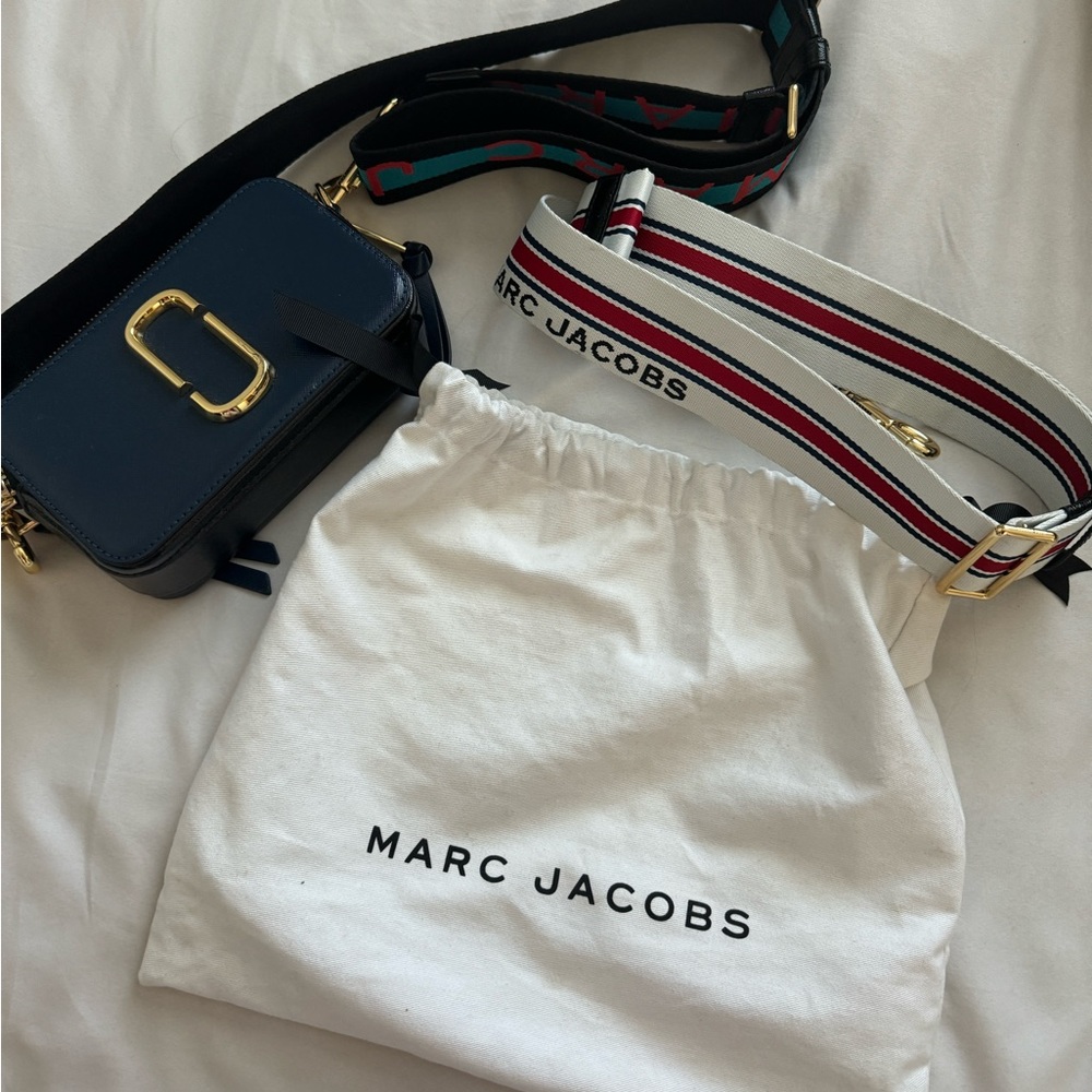 Authentic Marc Jacobs Blue Snapshot Camera Bag COMPLETE INCLUSIONS W/EXTRA STRAP